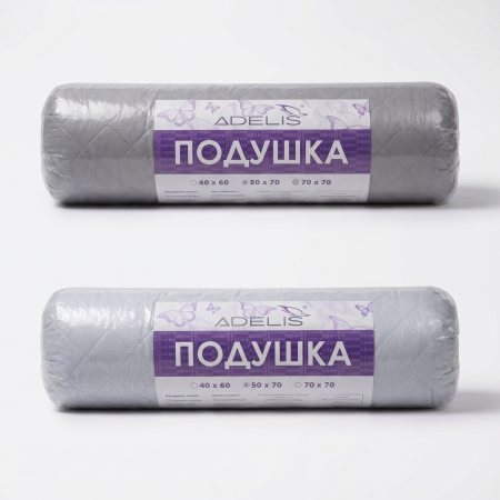 Подушка 50*70 микрофибра у/степ полиэфир(сер.), тубус